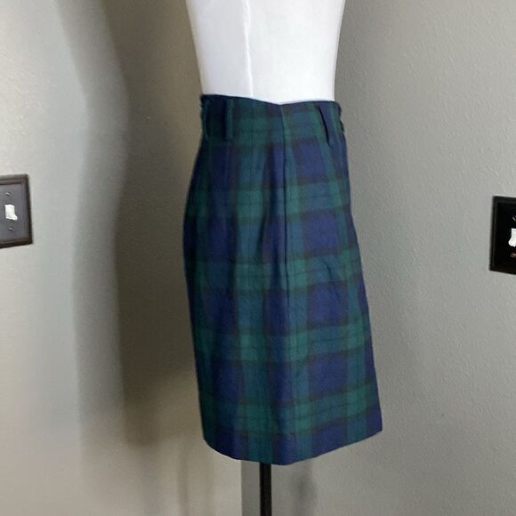 Vintage Express Tartan Plaid High Waisted Shorts Blue Green 90s - Picture 5 of 10